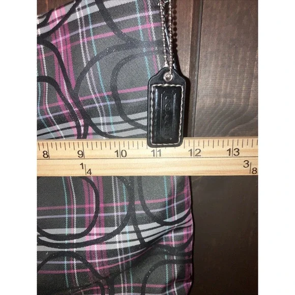 Coach Purse Poppy‎ Plaid Berry Pink Purple Black Glittery - Picture 5 of 7